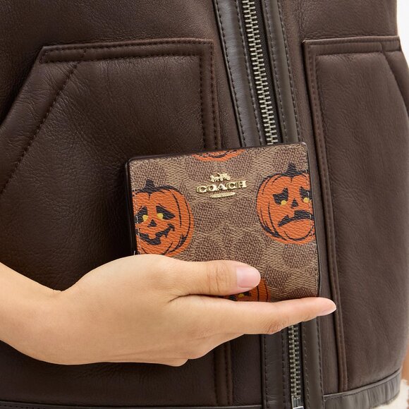 Snap Wallet In Signature Canvas With Halloween Print - Picture 2 of 3